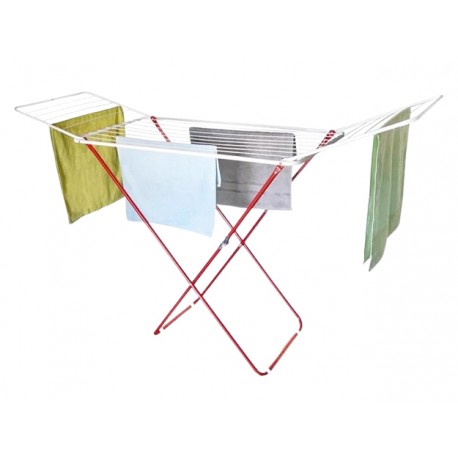 SECHOIR A LINGE 180CM ROUGE/BLANC