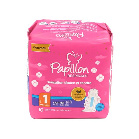 PAPILLON SERVIETTES HYGIENIQUES COTON 10PCS NORMAL