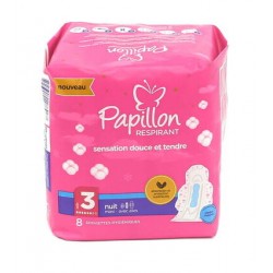 PAPILLON SERVIETTES HYGIENIQUES COTON 8PCS NUIT