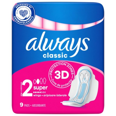 ALWAYS SERVIETTE HYGIENIQUE CLASSIC 9PADS
