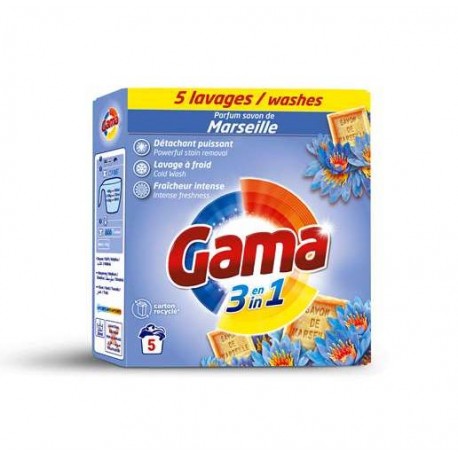 GAMA POUDRE LESSIVE 275G SAVON DE MARSEILLE 3EN1 5D