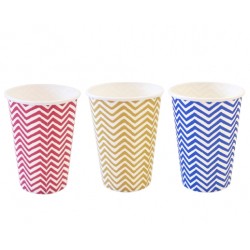 GOBELET CARTON 7OZ 30PCS MOTIF RAYURE 200ML 3 COULEUR ASSORTIE