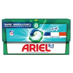 ARIEL LESSIVE 3EN1 ROSÉE DU MATIN 19PODS