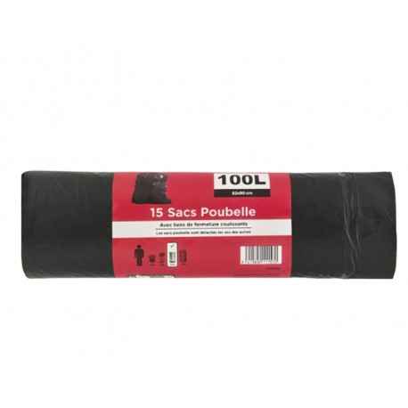 SAC POUBELLE 15x100L 82X90CM AVEC LIEN