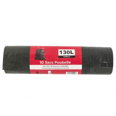 SAC POUBELLE 10x130L 82X105CM AVEC LIEN
