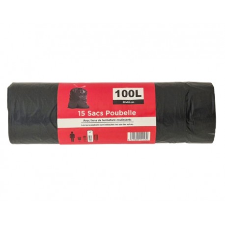SAC POUBELLE 15x100L 82X90CM AVEC LIEN