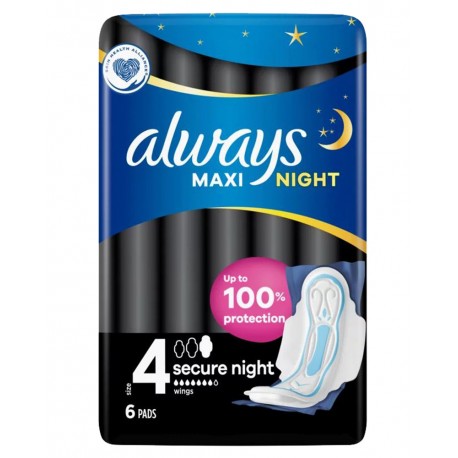 ALWAYS SERVIETTES HYGIÉNIQUE CLASSIC MAXI SECURITE NUIT 6PCS