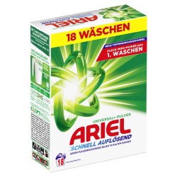 ARIEL LESSIVE POUDRE UNIVERSEL + PULVER 18 LAVAGES 990G