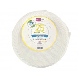 ASSIETTE RÉUTILISABLE RONDE CREUSE BLANC 17CM X25