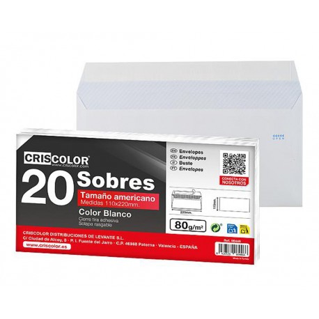 ENVELOPPE BLANCHE 110x220MM 20PCS
