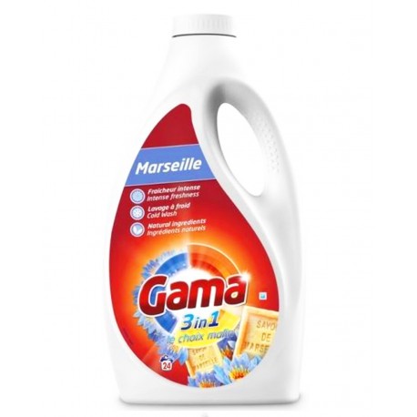 GAMA LESSIVE LIQUIDE 1.20L 3EN1 MARSEILLE 24D