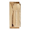 SACHETS COUVERTS EN BOIS (COUTEAU,FOURCHETTE,CUILLERE ET SERVIETTE)