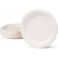 ASSIETTE PLATE EN FIBRE DE CANNE 10 PCS 22,5CM Ø