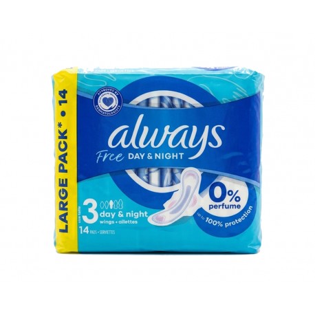 ALWAYS SERVIETTE HYGIENIQUE JOUR ET NUIT 14PCS AVEC AILES