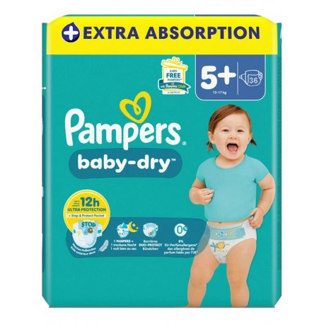 PAMPERS COUCHE BEBE 12-17KG 36PCS